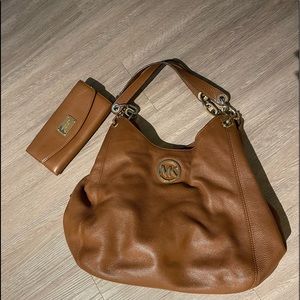 Brown leather Michael Kors tote!